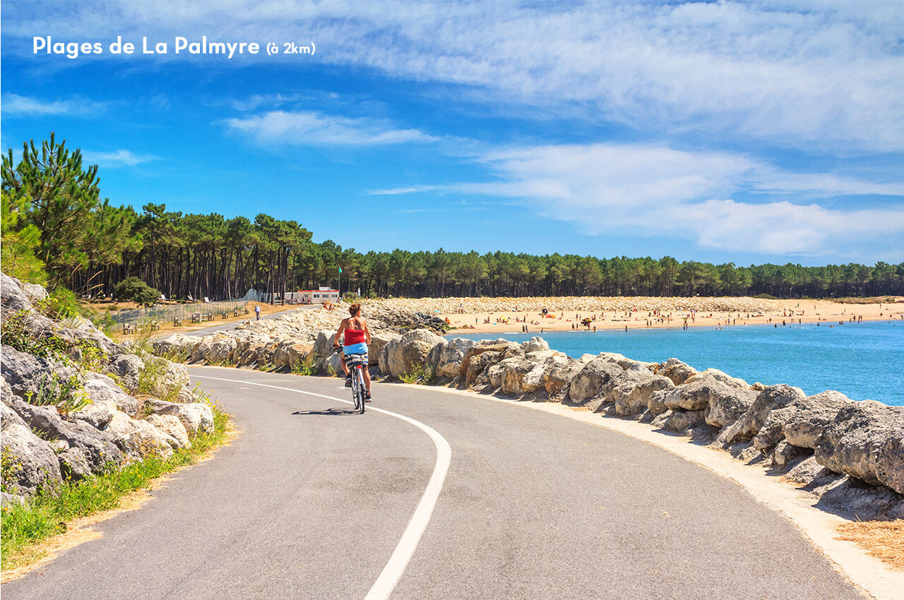 Piste cyclable menant aux plages de La Palmyre, Charente-Maritime, pr�s du camping.