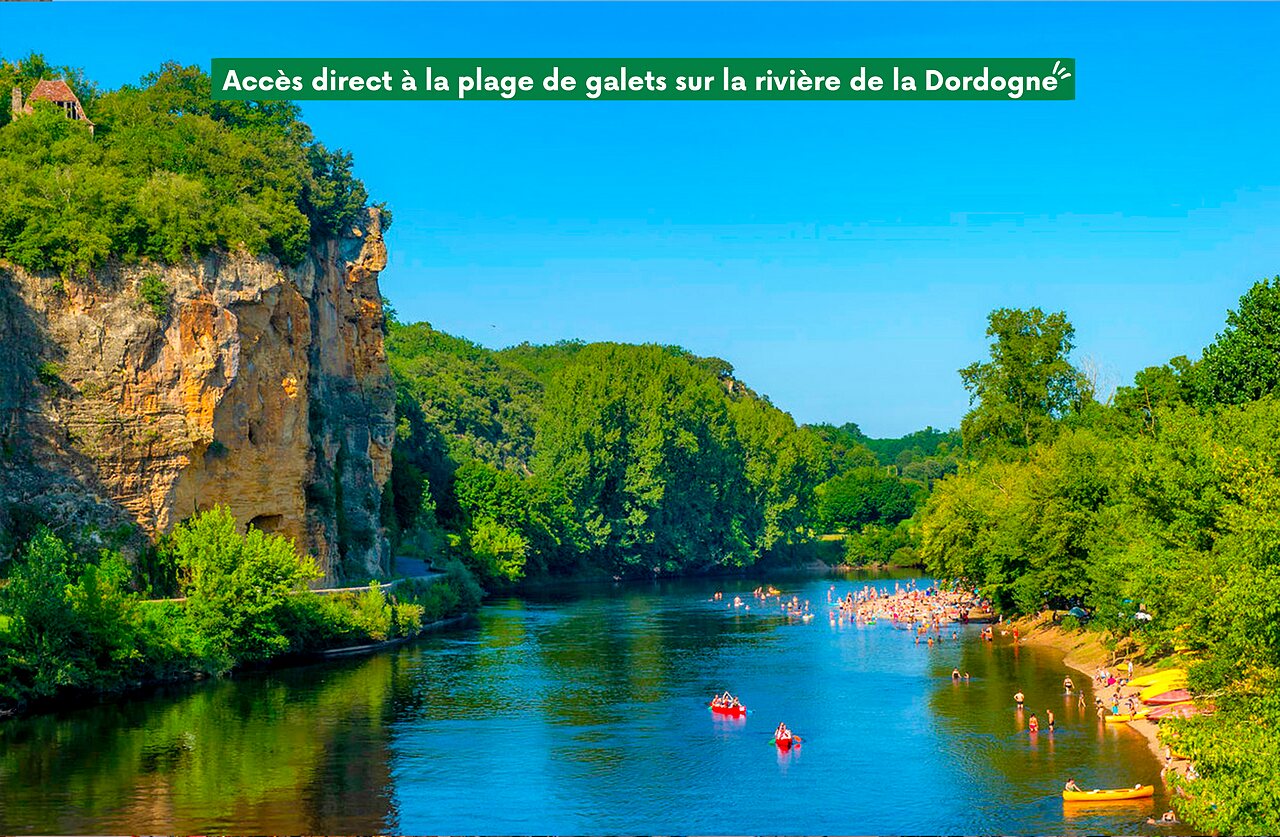Plage Dordogne au camping CLICOCHIC Beau Rivage � LA ROQUE-GAGEAC (24).