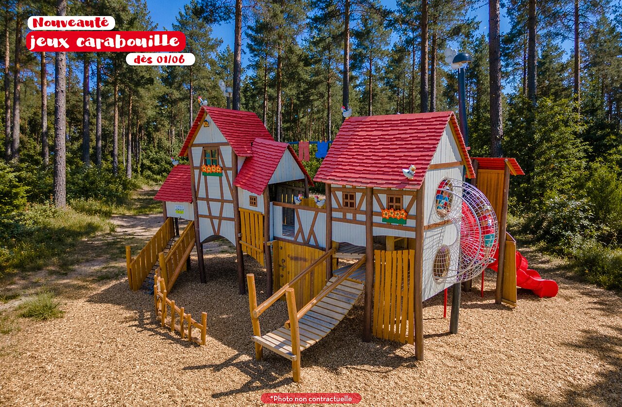 Nouveaut� aire de jeux Carabouille en bois au camping CAPFUN El Canto La Gallina � Valdemaqueda (Madrid)