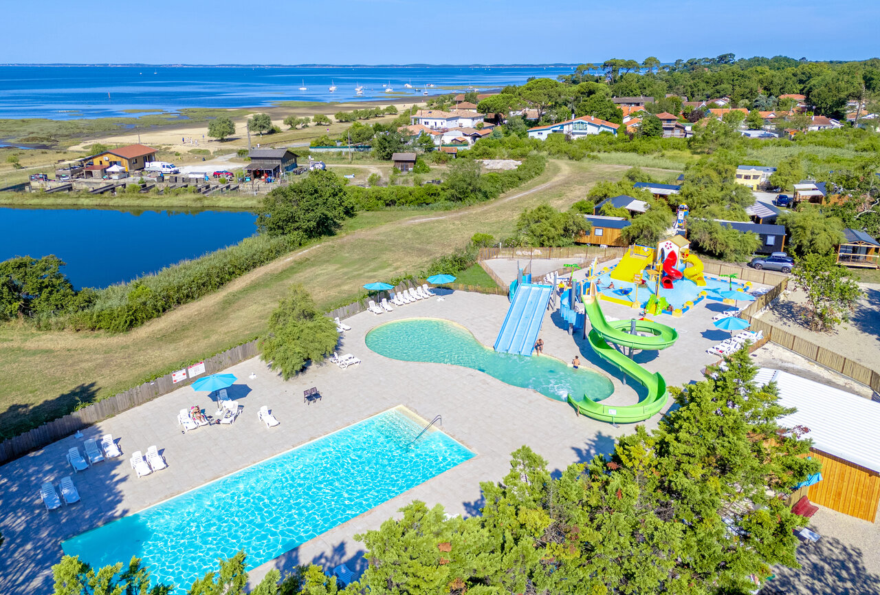 Piscines, toboggans, jeux au camping VAGUES OCEANES Coq Hardi � Cassy-Lanton (33).