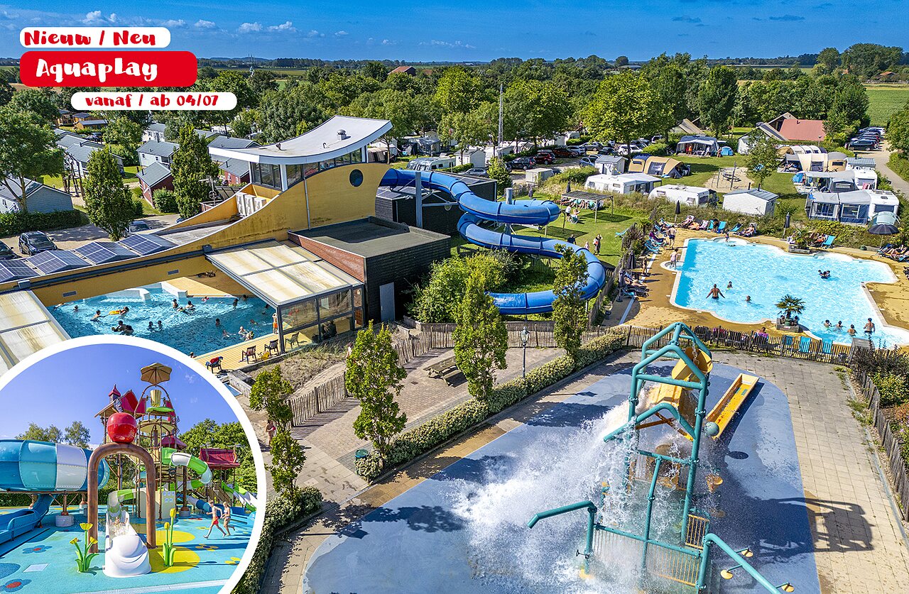 Parc aquatique Aquaplay, piscines et toboggan au camping CAPFUN De Pekelinge � Oostkapelle.