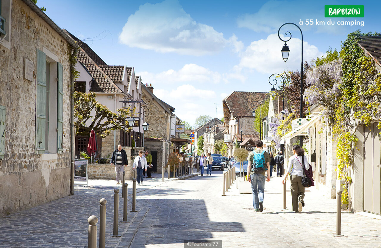 Picturesque street in Barbizon, artists' village to visit near the campsite.