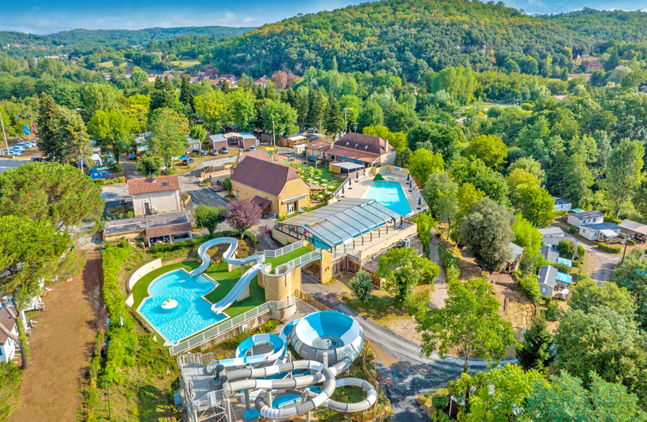 Toboggans, piscines et h�bergements au camping VAGUES OCEANES Granges � GROLEJAC (24).