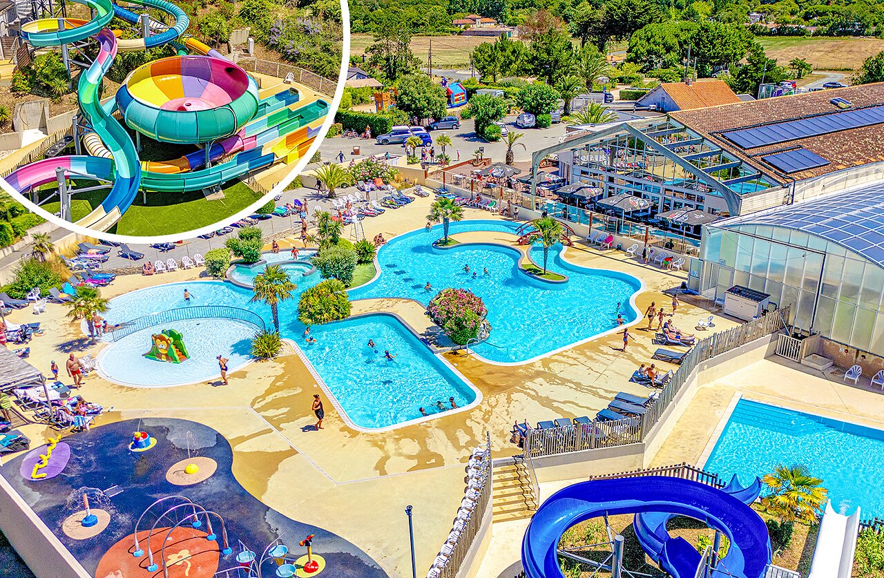 Piscines, toboggans et jeux aquatiques au camping VAGUES OCEANES Grosses Pierres.