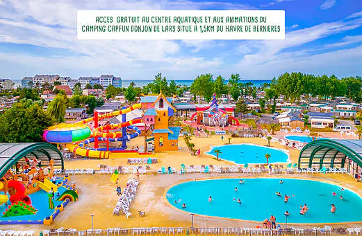 Toboggans aquatiques, piscines ext�rieures au camping CLICOCHIC Havre de Berni�res (14).