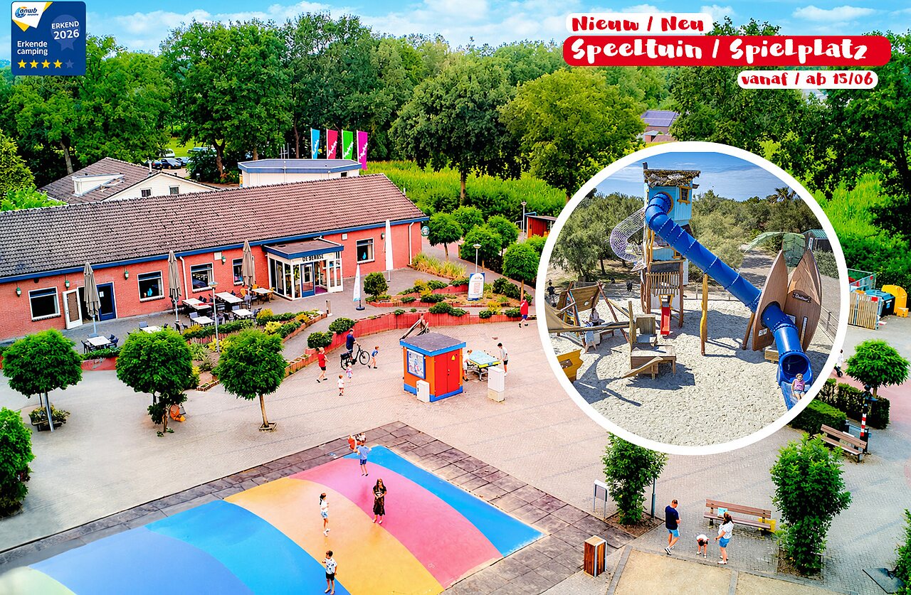 Coussin gonflable, aire de jeux color�e et restaurant au camping CAPFUN Heino � Heino.