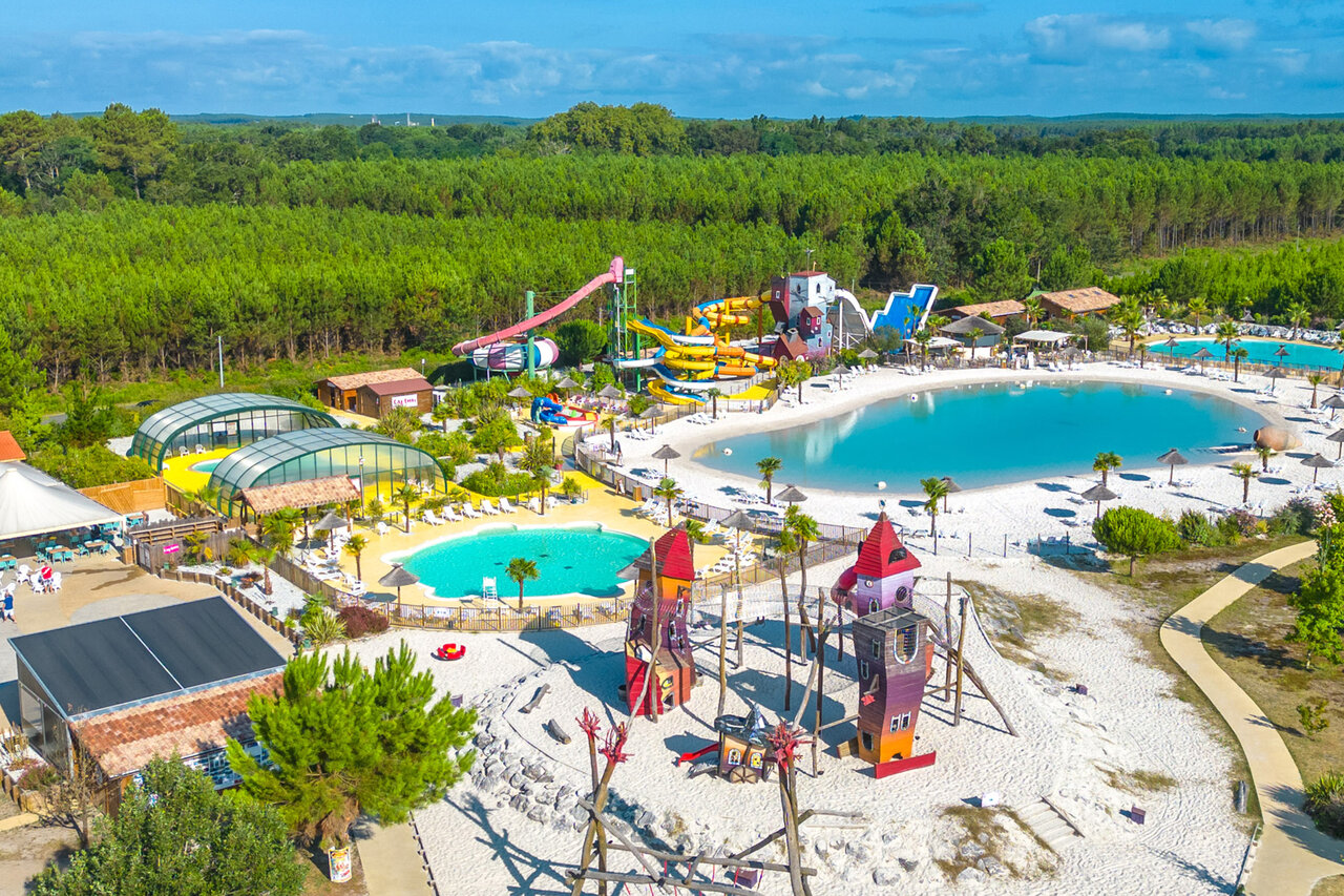 Parc aquatique, toboggans, lagon et jeux au camping CAPFUN Lila, LINXE (40).