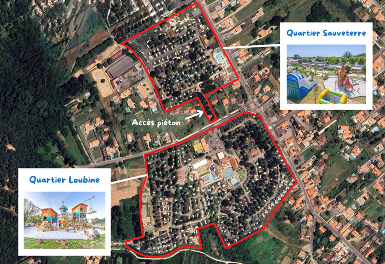 Plan a�rien camping Loubine Sauveterre, CAPFUN Loubine Les Sables d'Olonne (85).