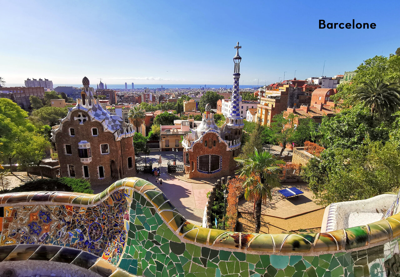C�l�bre Park G�ell avec ses maisons de Gaudi � visiter � Barcelone, Catalogne.