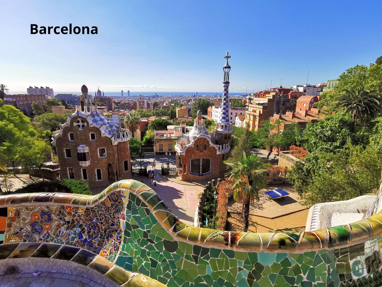 Parc G�ell � Barcelone, un lieu touristique color� � visiter.