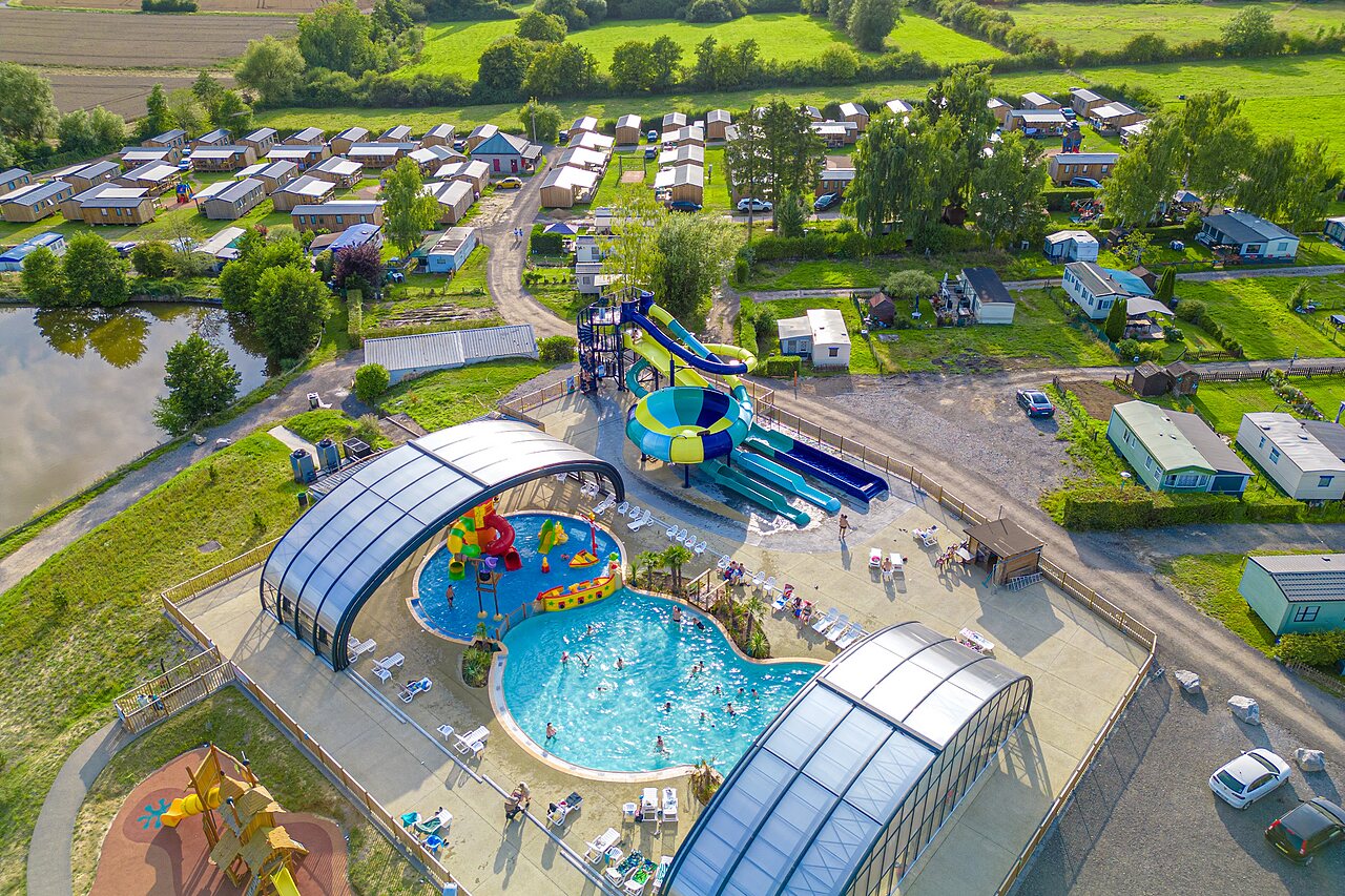 Swimming pools, water slides and Mobil-homes at CAPFUN Pachy campsite in FOSSES LA VILLE.