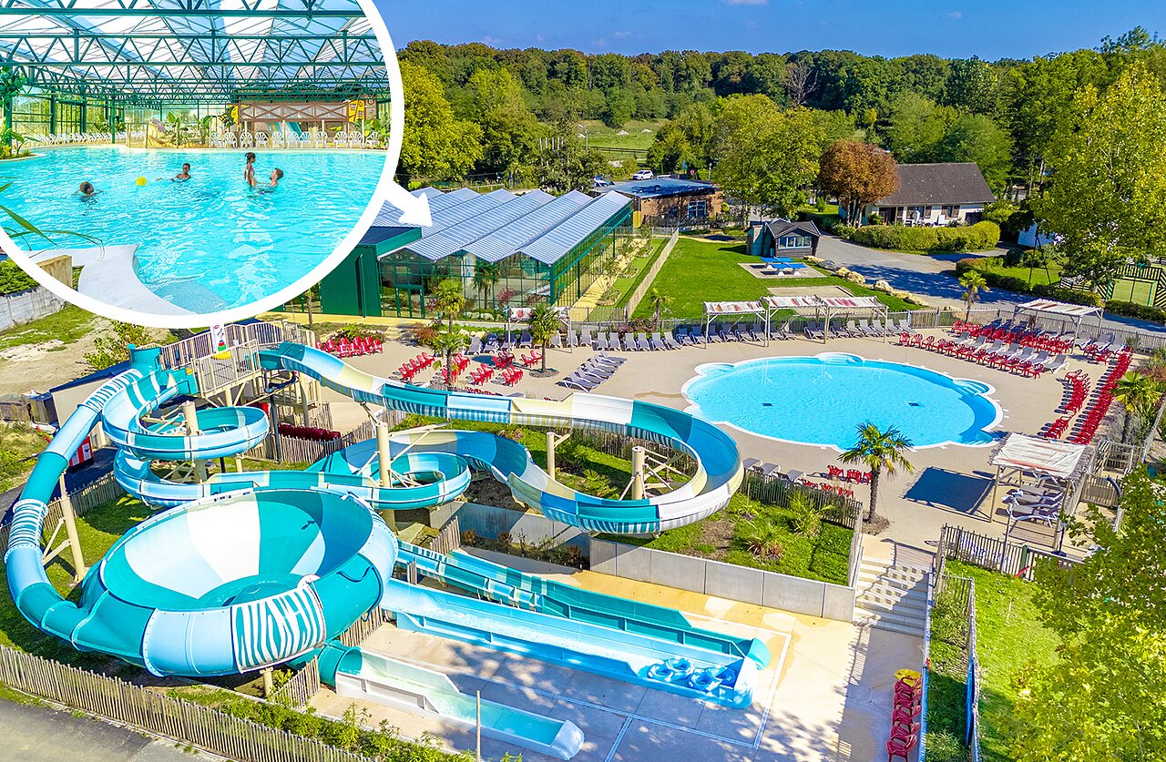 Toboggans aquatiques g�ants et piscines au camping CAPFUN Parc de Paris � Villevaud� (77).