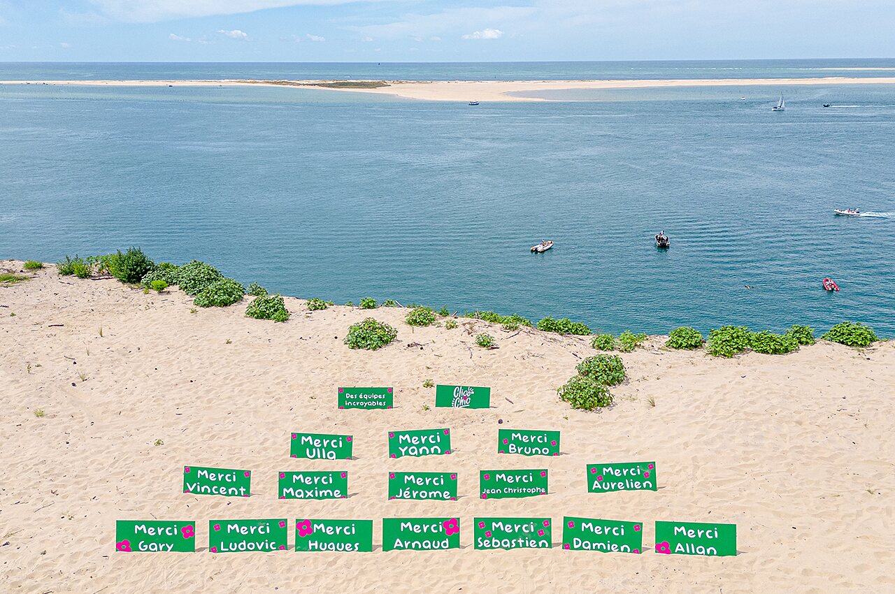 Plage, mer, vue a�rienne au camping CLICOCHIC Petit Nice � PYLA SUR MER (33).