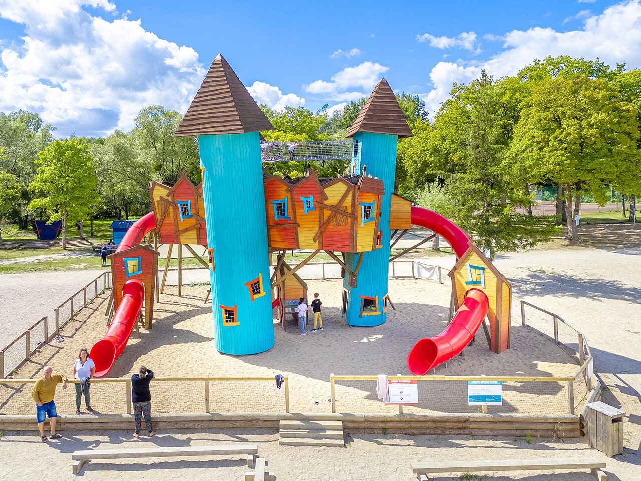 Giant playground, slides and towers at VAGUES OCEANES campsite Near the Fountain.