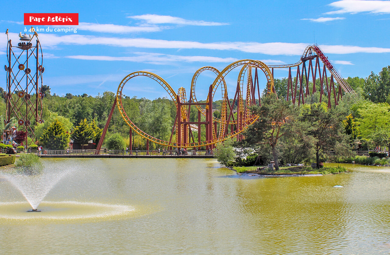 Spectacular roller coasters and water attractions at Parc Ast�rix, near Varreddes.
